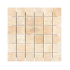 Square travertine mosaic tile sheet of Durango Paredon 2X2 Brick Mosaic Travertine Tumbled