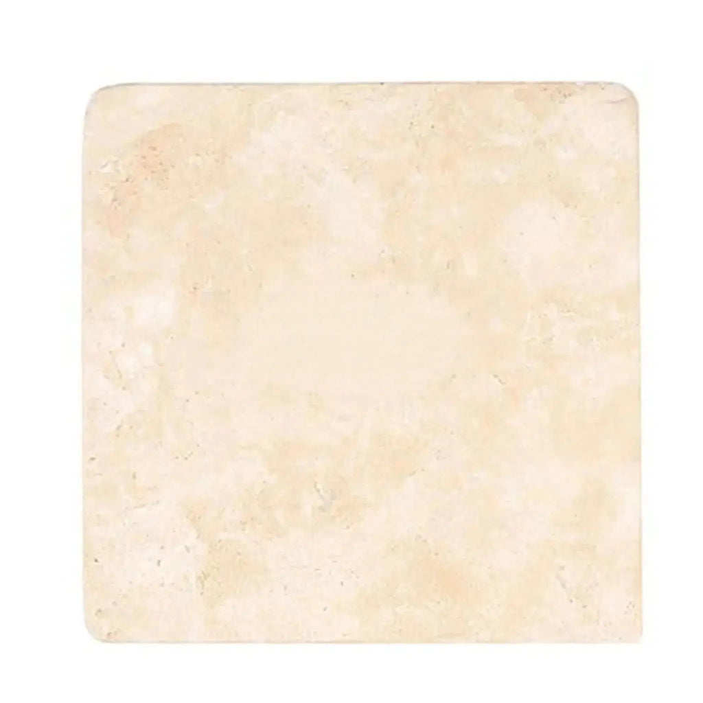 Square beige textured tile of Durango Paredon 6X6 Travertine Filled and Honed