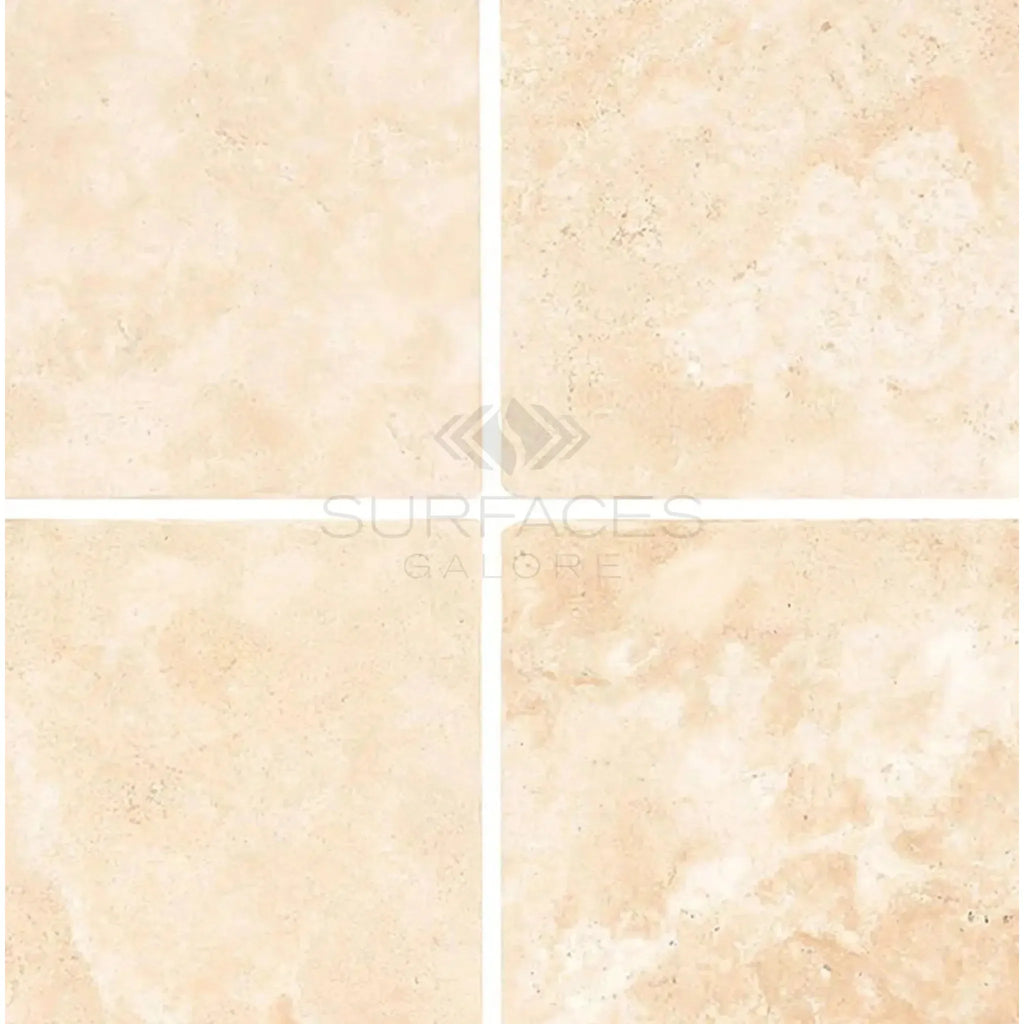 Beige tile pattern of Durango Paredon Mexican 6X6 Travertine Filled and Honed