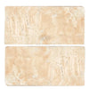 Two Durango/Paredon 8X16 Tumbled Travertine tiles showcasing natural stone texture