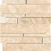 Beige travertine mosaic tile from Durango Paredon Random Strip Manhattan Waterfall collection