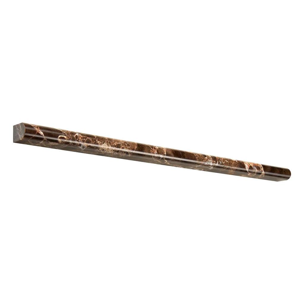 Brown Marble Pencil Tile in Emperador Dark Marble 1/2X12 Pencil Liner Polished