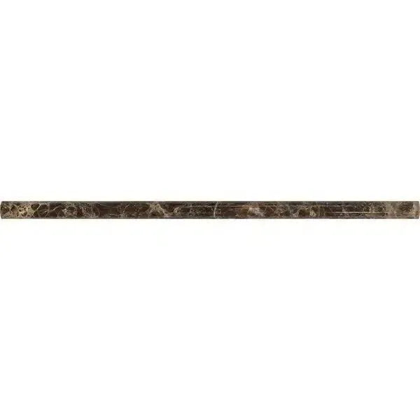 Marble-patterned border tile in Emperador Dark Marble 1/2X12 Pencil Liner Polished