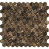 Emperador Dark Marble 1 Inch Hexagon Mosaic Tumbled in Brown Hexagon Pattern