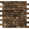 Brown marble brick mosaic tile from Emperador Dark Marble 1X2 Brick Mosaic Tumbled