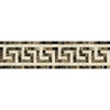 Greek key mosaic border on Emperador Dark Marble 3 1/2X7 polished tile