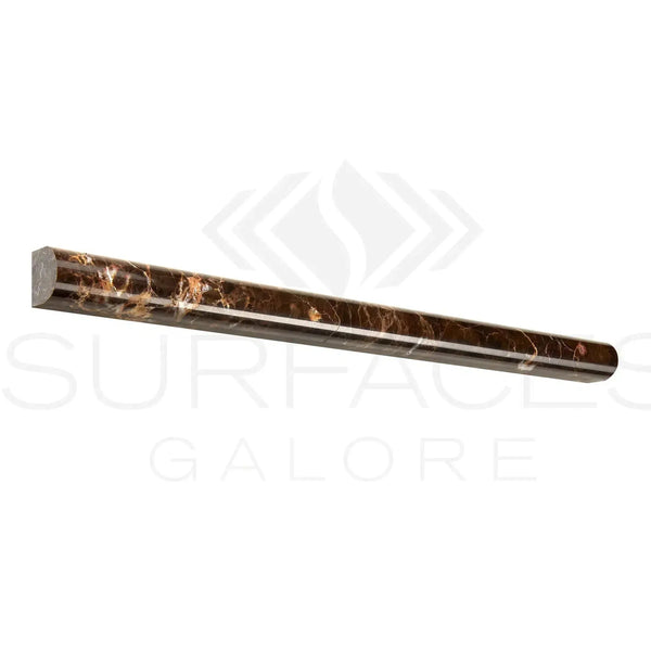 Brown Marble Pencil Tile from Emperador Dark Marble 3/4X12 Bullnose Liner Polished