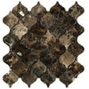 Arabesque brown marble mosaic tile in Emperador Dark Marble polished design