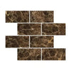 Brown marble brick tiles from the Emperador Dark Marble collection, 6X12 polished