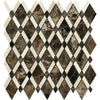 Diamond-patterned marble tile mosaic in Emperador Dark Marble Lattice Polished design