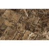 Brown marble herringbone tile pattern in Emperador Dark Marble Mini-Versailles Mosaic