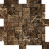 Brown Marble Mosaic Tile in Emperador Dark Marble Mini-Versailles Pattern Polished