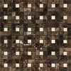 Brown and beige mosaic tile pattern in Emperador Dark Marble Pinwheel design