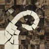 Mosaic tile spiral design in Emperador Dark Marble Wave Border Corner Polished