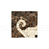 Square mosaic tile with swirl design in Emperador Dark Marble Wave Border Corner