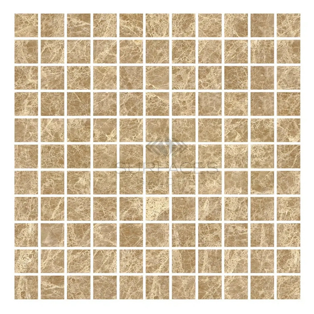 Emperador Light 1X1 Mosaic Marble Polished Square Mosaic Tile Sheet Display