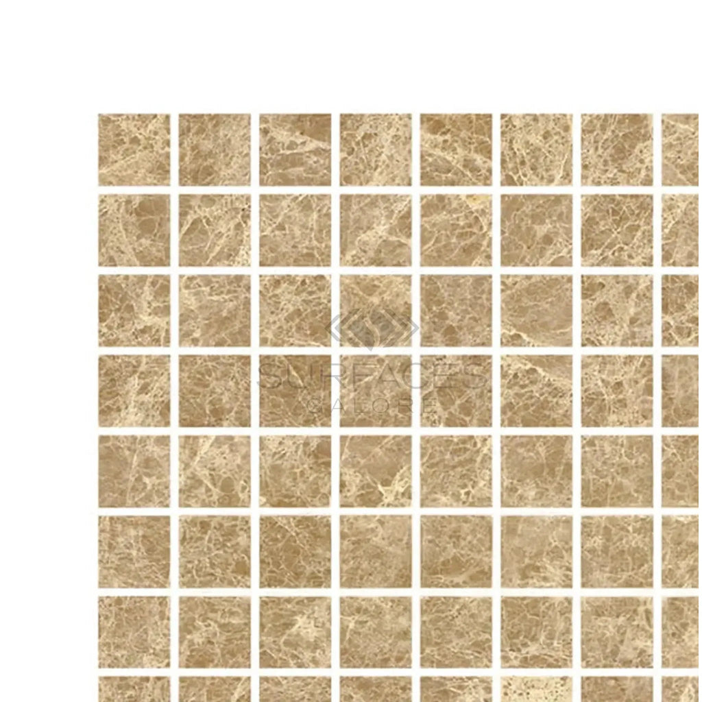 Brown marble mosaic tile in Emperador Light 1X1 Mosaic Marble Polished design