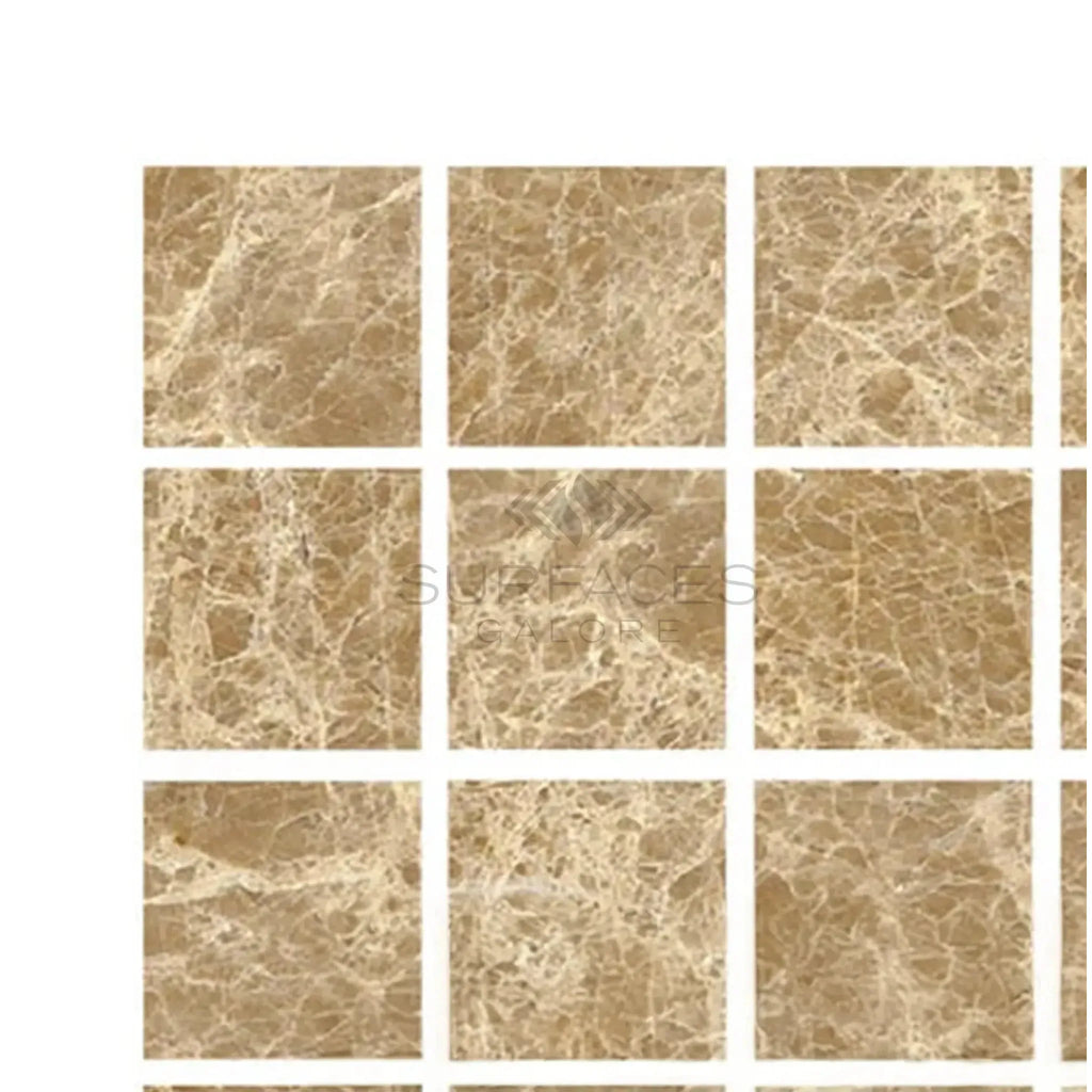 Brown marble mosaic tiles in Emperador Light 2X2 Mosaic Marble Polished design