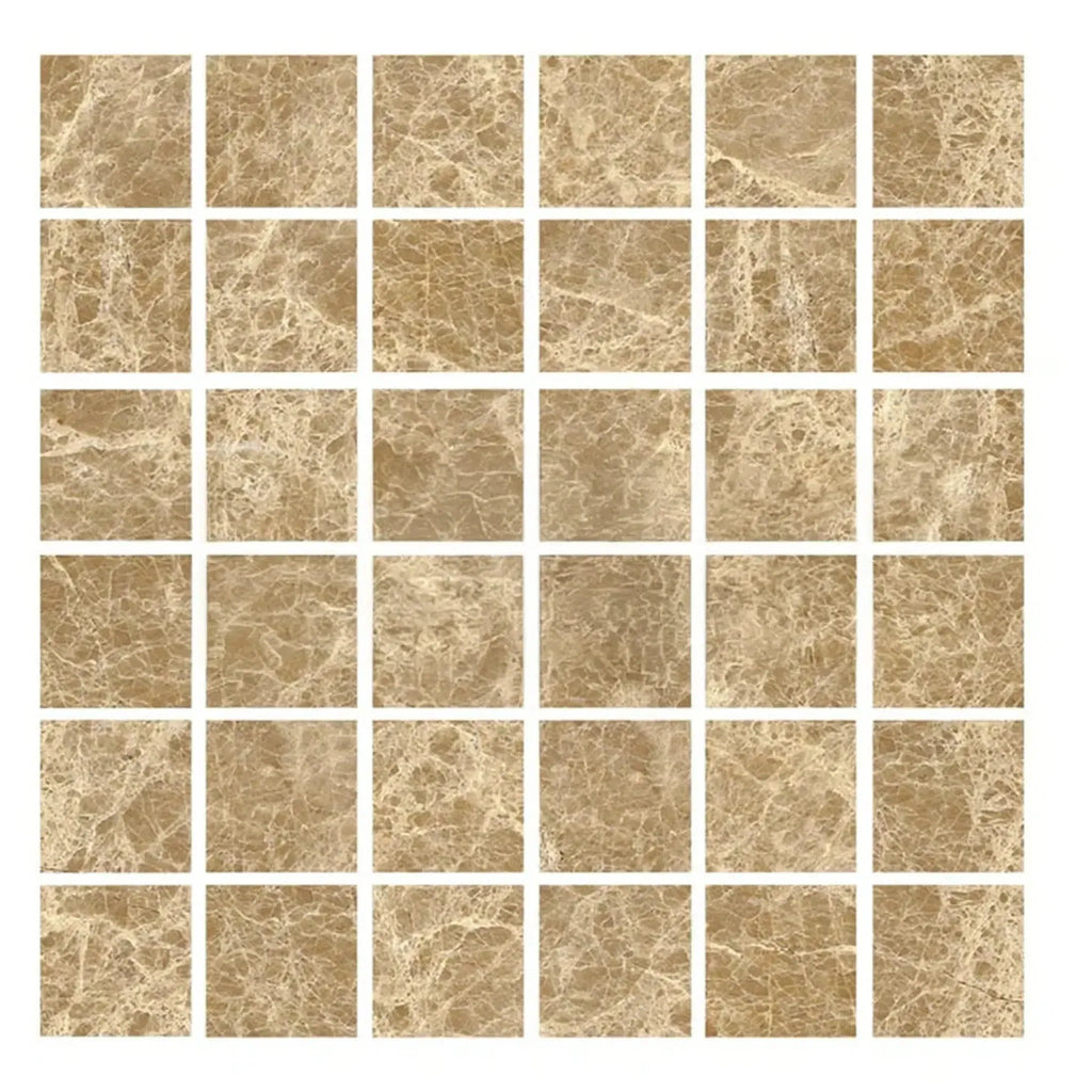 Brown marble mosaic tile in Emperador Light 2X2 Mosaic Marble Polished design