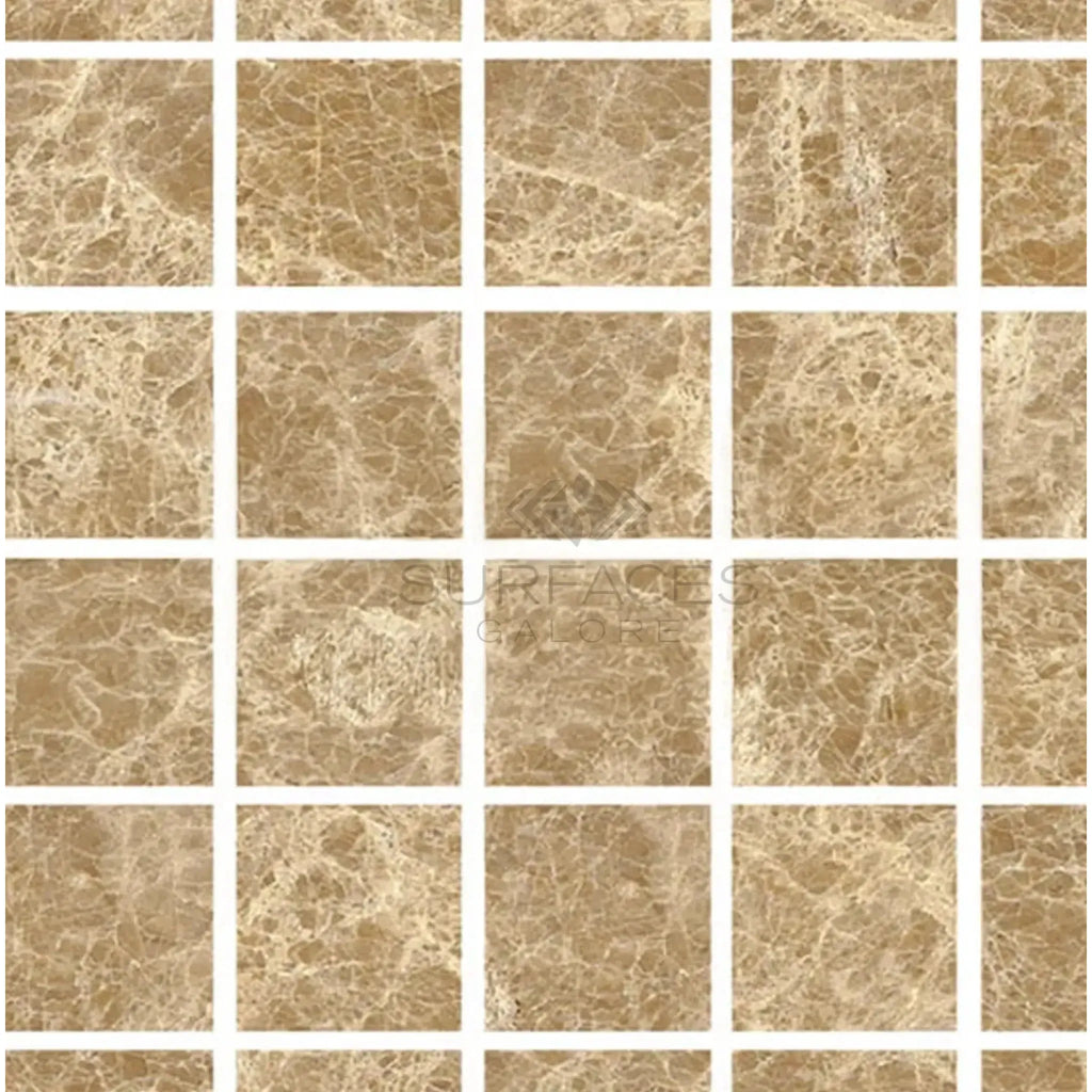 Brown marble mosaic tiles from Emperador Light 2X2 Mosaic Marble Polished collection