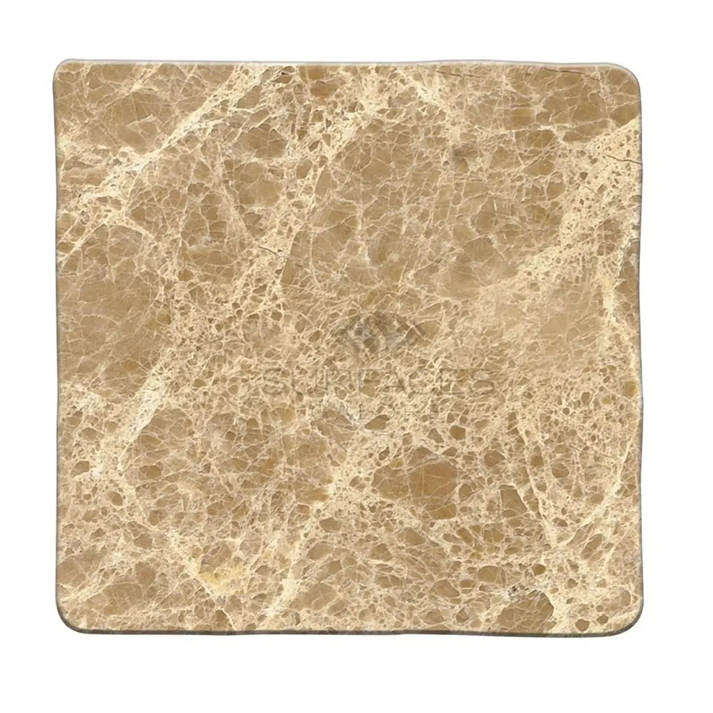 Square marble tile Emperador Light Marble 6X6 Tumbled showcasing elegant design