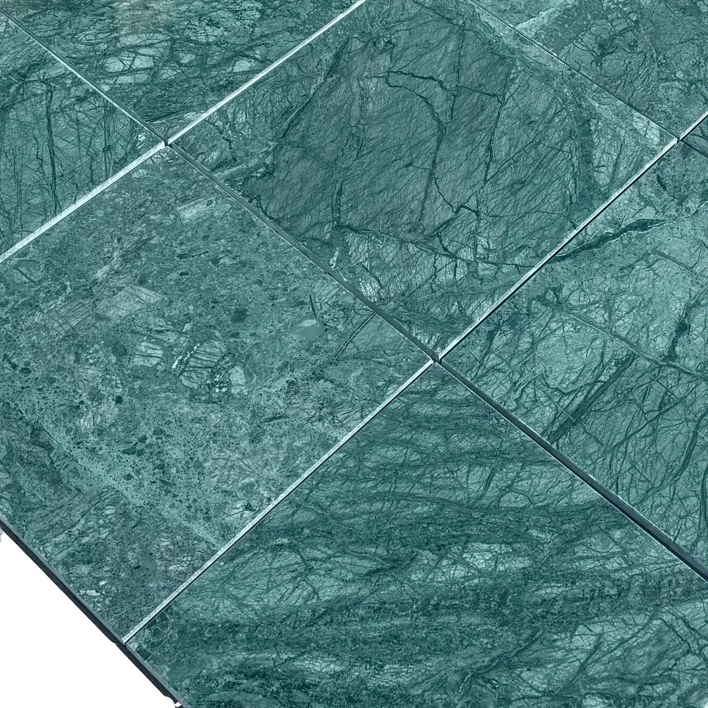 Empress Green Marble 12X12 Polished tile featuring an elegant green marble pattern