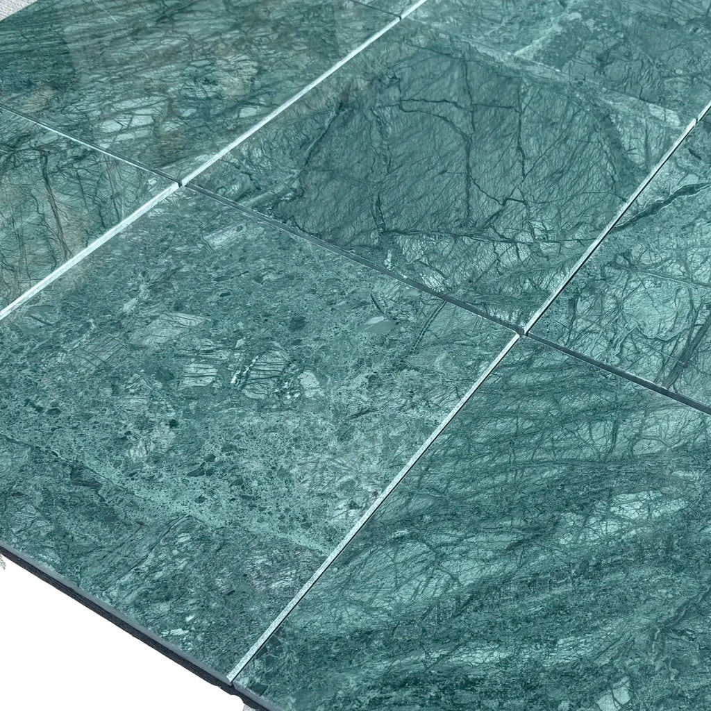 Empress Green Marble 12X12 Polished tiles showcasing elegant green marble design