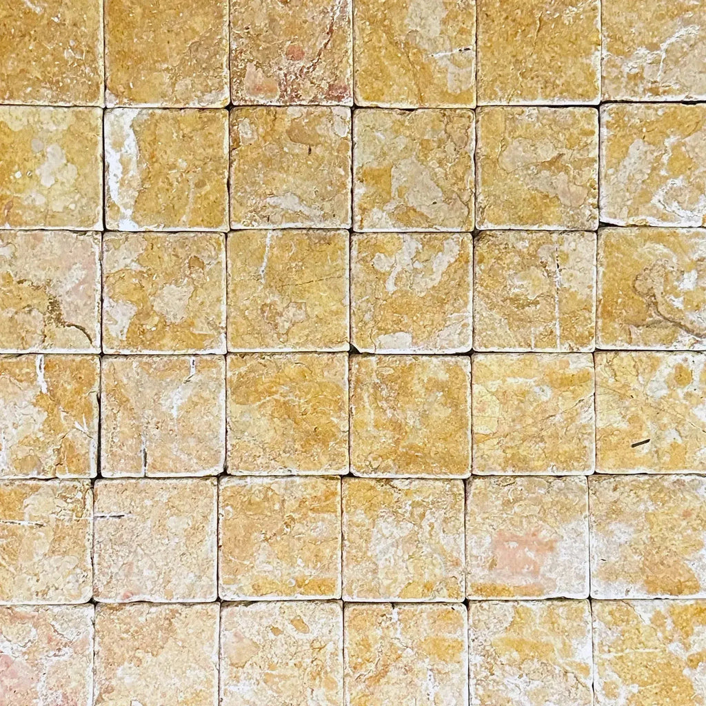 Square yellow Giallo Reale marble tiles for flooring, priced at $11.99 per sq.ft