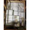 Labeled packages of Giallo Reale Marble 4X4 Tumbled Tile stacked for display