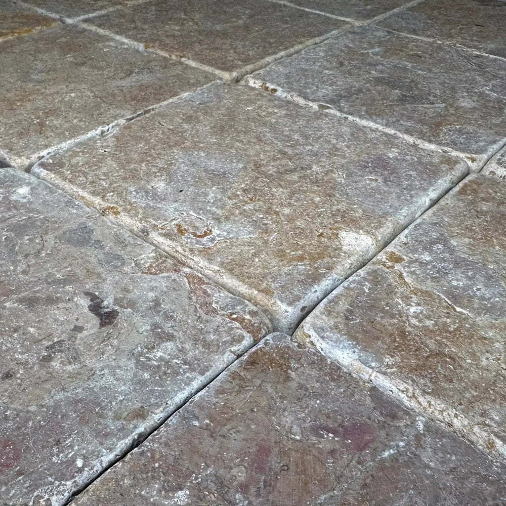 Square stone floor tiles in Giallo Reale Marble, 6X6 Tumbled Tile, $11.99/Sq.Ft