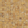 Textured tan stone mosaic in Gold/Yellow Travertine 1X1 Mosaic Split-Faced design