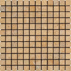 Square travertine mosaic tile sheet in Gold Yellow Travertine 1X1 Tumbled design