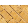 Rectangular yellow travertine tiles in Gold Yellow Travertine 2X4 Deep-Beveled Mosaic