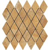 Gold Yellow Travertine 2X4 Diamond Rhomboid Mosaic Tumbled Tile Sheet Display