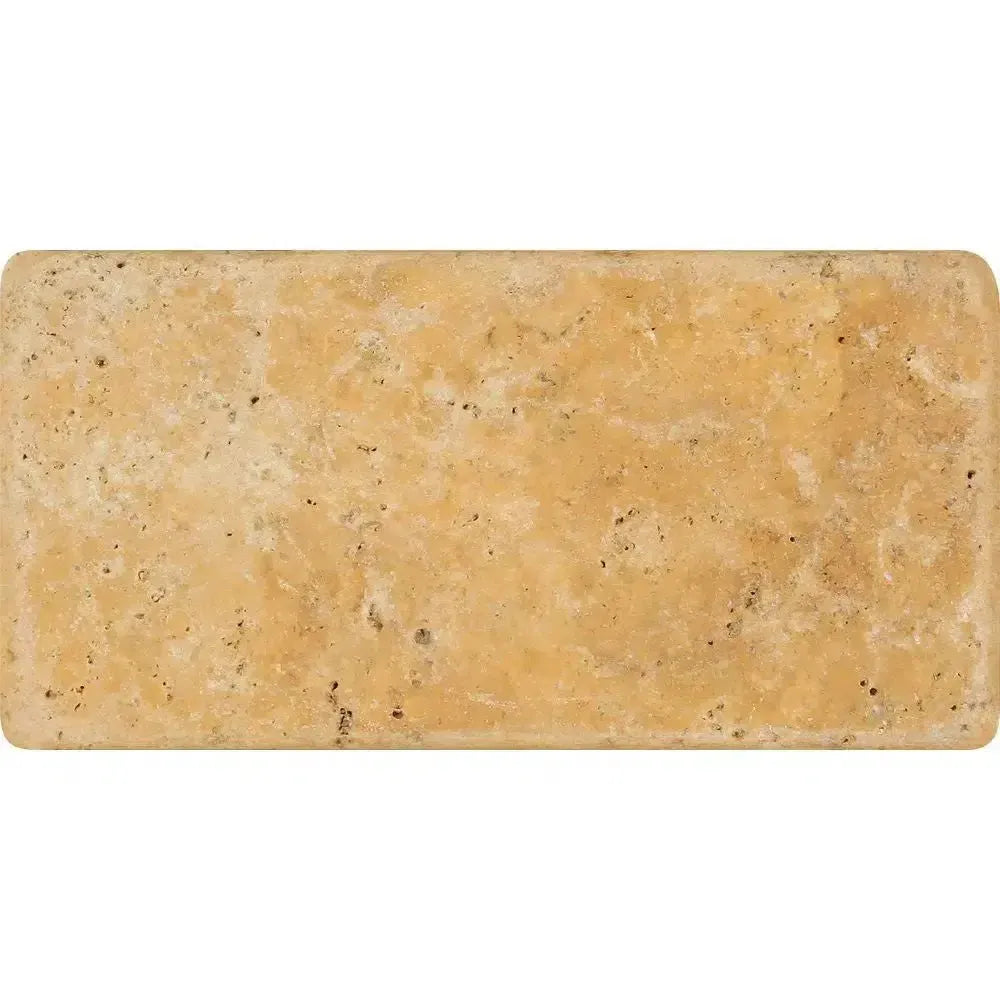 Gold Yellow Travertine 3x6 Tile Tumbled in Rectangular Shape for Elegant Flooring