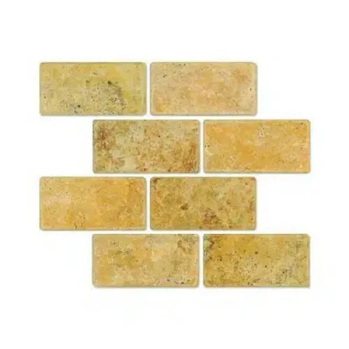 Gold Yellow Travertine 3X6 Tile Tumbled Rectangular Yellow Travertine Tiles