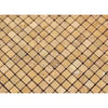 Tan mosaic tile pattern of Gold Yellow Travertine 5/8X5/8 Mosaic Tumbled