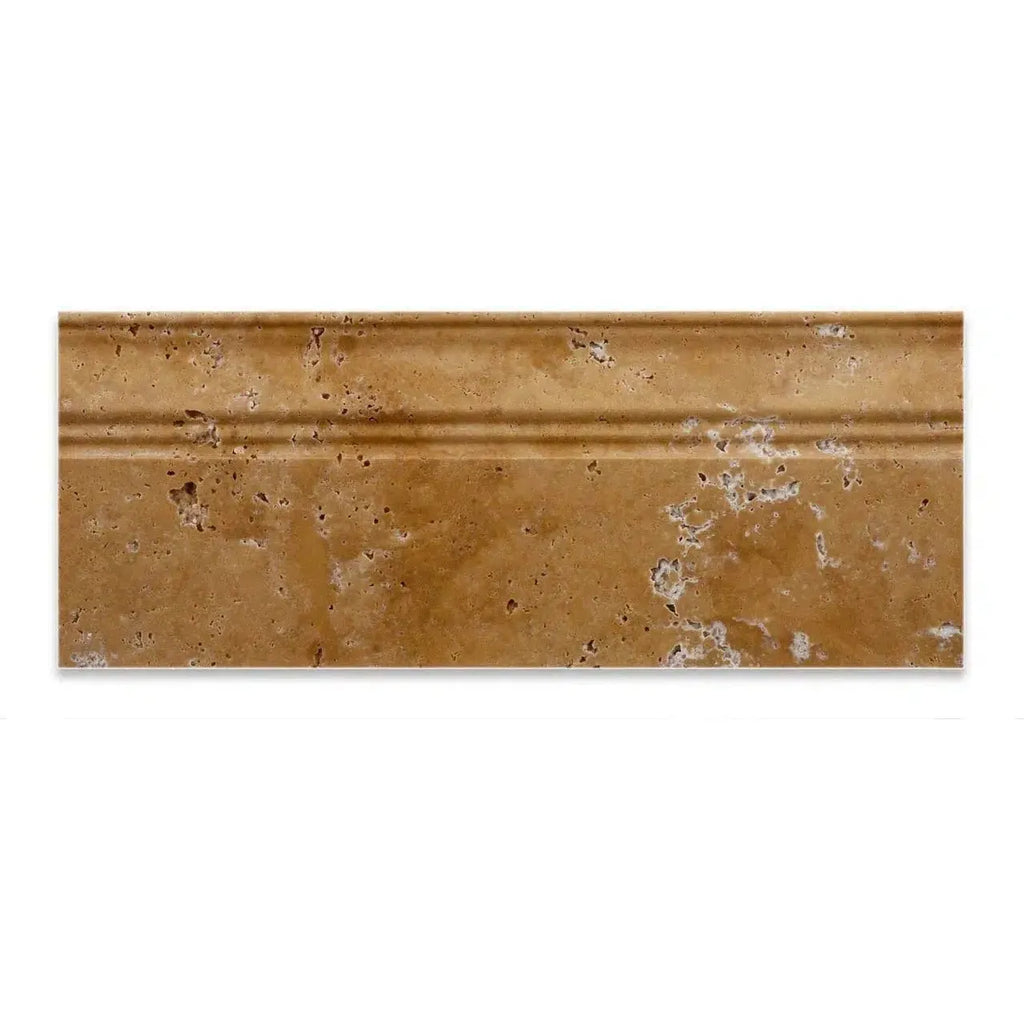 Gold Yellow Travertine 5X12 Baseboard Trim Molding Liner with Decorative Border Tile