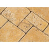 Gold Yellow Travertine OPUS Mini-Pattern Mosaic Tumbled tile interlocking design