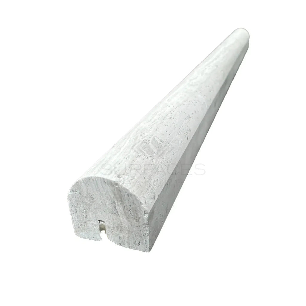 White half-round molding from Haisa Light White Wood Pencil Liner Limestone Honed