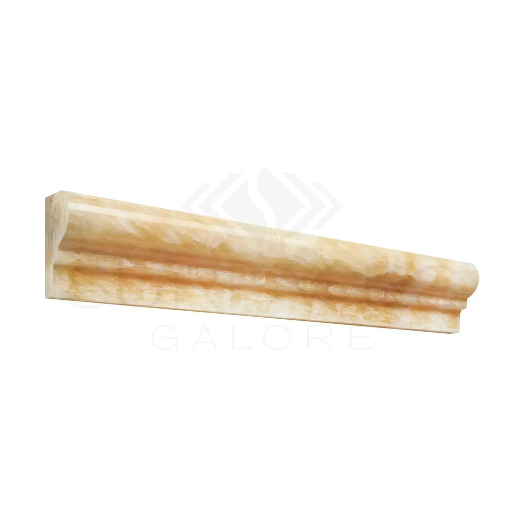 Beige and brown marble molding in Honey Onyx Giallo Crystal polished chair rail trim