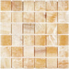 Beige and brown mosaic tiles in Honey Onyx Giallo Crystal 2X2 Polished Marble Tile