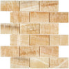 Honey Onyx brick mosaic tile in Honey Onyx Giallo Crystal 2X4 polished marble