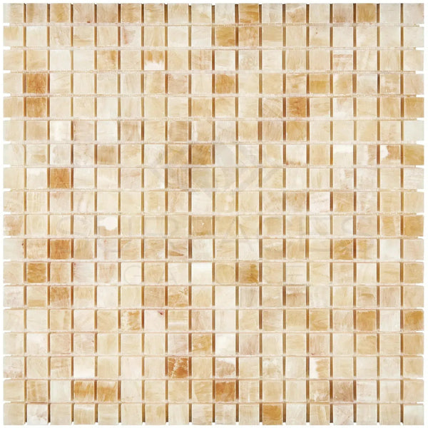 Beige and brown mosaic tile sheet for Honey Onyx Giallo Crystal marble tile