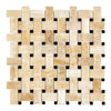 Beige and black woven mosaic tile from Honey Onyx Basketweave Marble Tile collection