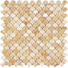 Fan-shaped mosaic tile pattern in Honey Onyx Giallo Crystal FAN Mosaic Marble Tile