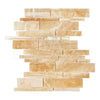 Honey-colored Onyx mosaic tile featured in Honey Onyx Manhattan Random-Strip design