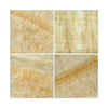 Four square Honey Onyx Giallo Crystal Marble tiles 12X12 polished finish