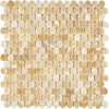 Circular yellow mosaic tiles in Honey Onyx Giallo Crystal Penny-Round Marble Tile