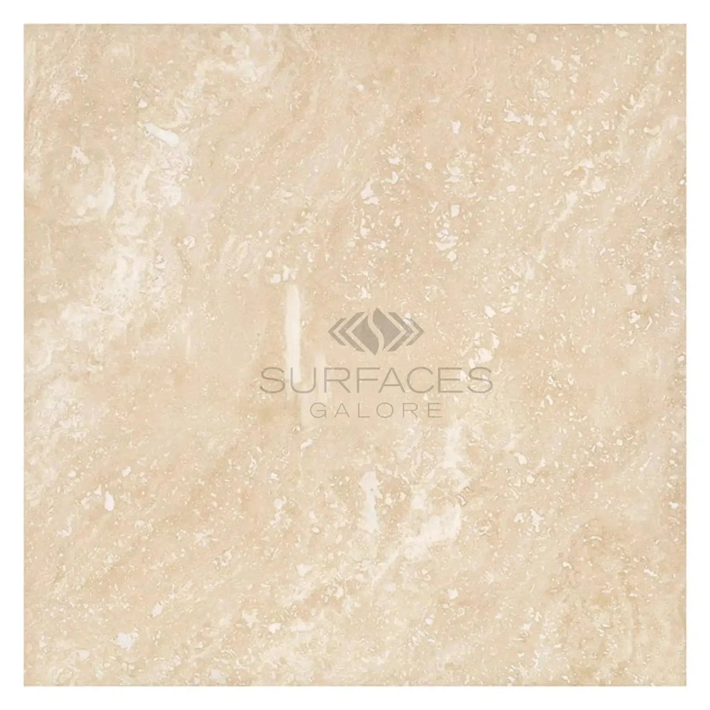 Beige marble tile from Ivory Light Travertine 12X12 Cross-Cut Filled and Honed